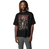 Unisex Antennas To Hell Yazılı Tişört, Oversize Rock Band Slipknot Temalı Bisiklet Yaka T-Shirt - Siyah - 3XL