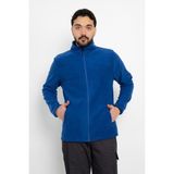 Unisex Anti-Pilling Tüylenme Yapmayan Standart Fit Tam Fermuarlı Soğuk Geçirmez Polar Hırka - 2XL - Mavi