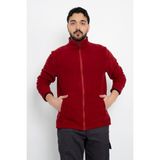 Unisex Anti-Pilling Tüylenme Yapmayan Standart Fit Tam Fermuarlı Soğuk Geçirmez Polar Hırka - 3XL - Bordo