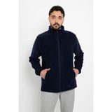 Unisex Anti-Pilling Tüylenme Yapmayan Standart Fit Tam Fermuarlı Soğuk Geçirmez Polar Hırka - 3XL - Lacivert
