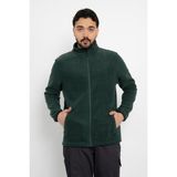 Unisex Anti-Pilling Tüylenme Yapmayan Standart Fit Tam Fermuarlı Soğuk Geçirmez Polar Hırka - 3XL - Yeşil