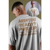 Unisex Are You Pwr Up Ac-Dc Sırt Baskılı Tişört, Oversize Rock Band Temalı T-Shirt - Beyaz
