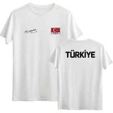 Unisex Atatürk Imzalı ve Türk Bayraklı Türkiye Tişörtü - 2XL - 3XL - 0 Beyaz