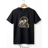 Unisex Avcı Köpeği ve Ördek Baskılı Ördek Avı Doğa ve Yaban Hayatı Outdoor %100 Pamuk Basic T-Shirt - Siyah