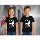 Unisex Ay Yıldızlı T-Shirt 19 Mayıs 29 Ekim 23 Nisan 10 Kasım Atatürk Çocuk Tişört - Siyah - 9 - 10 Yaş