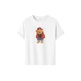 Unisex Ayıcık Baskılı T-Shirt,%100 Pamuk, Kısa Kollu, Yuvarlak Yaka, Oversize Rahat Kesim, Sokak Giyimi (Beyaz, 2XL)