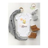 Unisex Baby Bee Desenli Organik Kısa Kol Çıtçıtlı Bebek Body 54818BABYBEEE