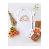 Unisex Baby Gökkuşağı Desenli Organik Kısa Kol Çıtçıtlı Bebek Body 5481BOOHOOO