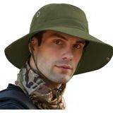 Unisex Balıkçı Şapkası, Geniş Kenarlı, Katlanabilir, Ayarlanabilir Çene Askılı, Açık Hava Aktiviteleri için, Yeşil, 56-58 cm