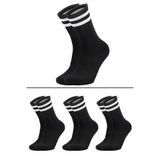 Unisex Bambu (Beyaz) Kolej Tenis Çorap Premium, Siyah Çizgili 3'lü Paket