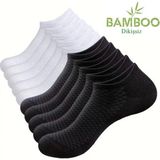 Unisex Bambu Dikişsiz Patik Çorap 10'çift - Siyah - Beyaz - 35 - 39