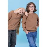 Unisex Basic Bisiklet Yaka Şardonlu Kışlık Sweatshirt Sütlü Kahve