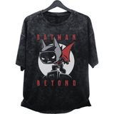 Unisex Batman Beyond Baskılı Yıkamalı Tişört, Oversize Dc Batman Baskılı Eskitme T-Shirt - XL - Siyah