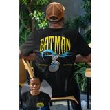 Unisex Batman The Caped Crusader Sırt Yazılı Tişört, Oversize Batman Baskılı T-Shirt - Siyah