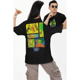 Unisex Be Star Sırt Baskılı Tişört, Oversize Billie Eilish Blur Baskılı T-Shirt - 3XL - Siyah