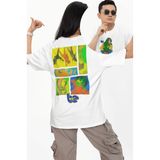 Unisex Be Star Sırt Baskılı Tişört, Oversize Billie Eilish Blur Baskılı T-Shirt - 4XL - Beyaz