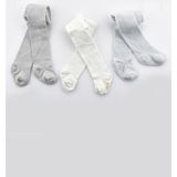 Unisex Bebe Külotlu Çorap Pamuklu (Penye) 3'lü (6-12 Ay) - 0 - 1 Yaş - Beyaz - Açık Gri