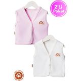 Unisex Bebek Arma Detaylı Organik Pamuklu 3-6-9 Ay 2li Penye Bebek Yelek Set - 6 - 9 Ay - 00406 Pembe