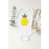 Unisex Bebek Beyaz Ananas Uzun Kollu Çıtçıtlı Body 5522ı, 3 Yaş