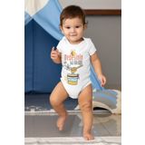 Unisex Bebek Beyaz Dedesinin Bal Böcüğü Desenli Kısa Kol Body