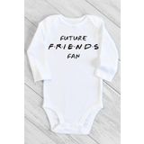 Unisex Bebek Beyaz Future Friends Fan Baskılı Uzun Kollu Çıtçıtlı Body 1232jabN, 1 Yaş
