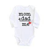 Unisex Bebek Beyaz Mom Dad Me Kırmızı Kalp Uzun Kollu Çıtçıtlı Body, 12 Ay
