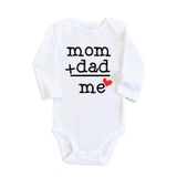 Unisex Bebek Beyaz Mom Dad Me Kırmızı Kalp Uzun Kollu Çıtçıtlı Body 1232nb