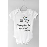 Unisex Bebek Beyaz Tuzlayalım Da Kokma Kısa Kollu Pamuklu Çıtçıtlı Body tuzlama542N
