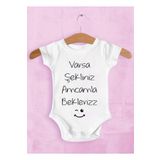 Unisex Bebek Beyaz Varsa Şekliniz Amcamla Bekleriz Baskılı Zıbın 1003hN, 9 Ay