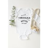 Unisex Bebek Beyaz Yaramazlık Uzun Kollu Pamuklu Çıtçıtlı Body, 2 Yaş