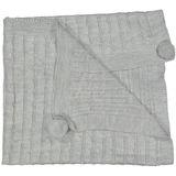 Unisex Bebek Gri Aralıklı Örgülü Desenli Ponponlu Triko Battaniye 80X90