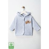 Unisex Bebek Little Bear Baskılı Pamuklu 6-9-12-18 Ay Kapitone Bebek Hırka - 12 - 18 Ay - Gri