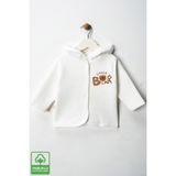Unisex Bebek Little Bear Baskılı Pamuklu 6-9-12-18 Ay Kapitone Bebek Hırka - 3 - 6 Ay - Ekru