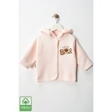 Unisex Bebek Little Bear Baskılı Pamuklu 6-9-12-18 Ay Kapitone Bebek Hırka - 6 - 9 Ay - Somon