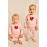 Unisex Bebek Takımı I ❤️ Dady Yazılı 2'li Ribana Takım - 6/9/12/18 Ay - 12 - 18 Ay - Pembe