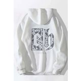 Unisex Beyaz Eh Sırt Baskılı Oversize Kapşonlu Sweatshirt