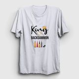 Unisex Beyaz King Of Backgammon Oyun Tavla T-Shirt 418263TT - XL
