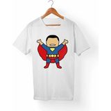 Unisex Beyaz Kıs Kol Superman Tişört