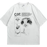 Unisex Beyaz Oversize T-Shirt - What Is Cat Baskılı %100 Pamuk Bisiklet Yaka Streetwear Tişört
