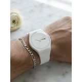 Unisex Beyaz Silikon Kordon Kol Saati Bileklik Hediyeli Takvimli Minimal Tasarım Plastik Sert Kasa Quartz Analog Spor Günlük Şık Erkek Saati Np27