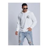 Unisex Beyaz Sırt Baskılı Kapşonlu Oversize Sweatshirt