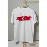 Unisex Beyaz T-Shirt Turkiye Bayrak Futbol Nostalji Milli Takım Ay Yıldız Baskılı Tişört