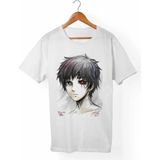 Unisex Beyaz Tokyo Ghoul Kaneki Tişört - M