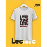 Unisex Bisiklet Yaka Pamuklu Charles Leclerc Kask Baskılı Standart Kalıp T-Shirt - Beyaz