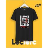 Unisex Bisiklet Yaka Pamuklu Charles Leclerc Kask Baskılı Standart Kalıp T-Shirt - Siyah - XL