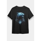 Unisex Bol Kalıp Ayı Siyah Tişört T-Shirt - Tişörtfabrikası - M