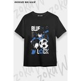 Unisex Bol Kalıp Bachira Meguru V8 Baskılı Tişört - Siyah - XL
