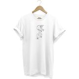 Unisex Bol Kalıp Beyaz Motorcu Kask Çizim Baskılı Cool Tasarım Kısa Kollu T-Shirt - XL