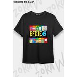 Unisex Bol Kalıp Bfdı V5 Baskılı Tişört - Siyah - M