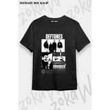 Unisex Bol Kalıp Deftones V16 Baskılı Tişört - Siyah - M